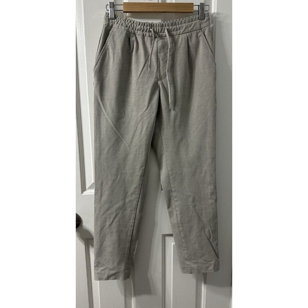 Zara Women Trouser Pants Size S Beige Drawstring Pockets Stretch Waist Basic